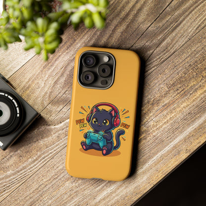 Cute Gamer Cat Phone Case - 'Pew Pew' Controller Design
