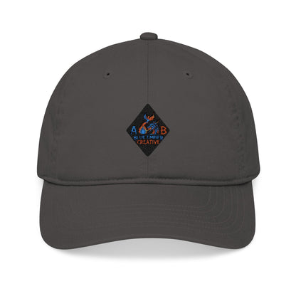 A Blue Ember Creative - Embroidered Diamond Patch Baseball Cap — Organic Cotton, Rustic Campfire Design