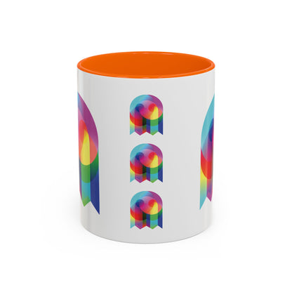 Rainbow Geometric Ghost Coffee Mug – Colorful Retro Pop Art Accent Mug (11/15oz)