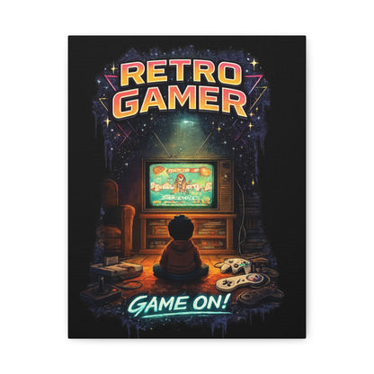 Retro Gamer Matte Canvas Wall Art — "Game On!" Vintage Video Game Poster
