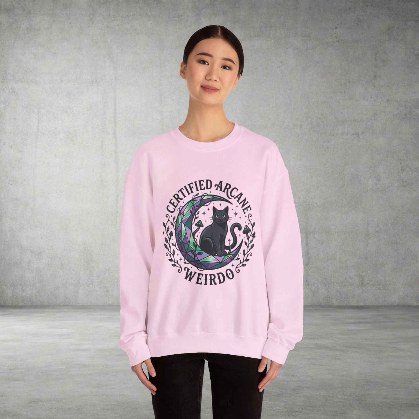 Certified Arcane Weirdo Crewneck Sweatshirt | witchy goblincore celestial