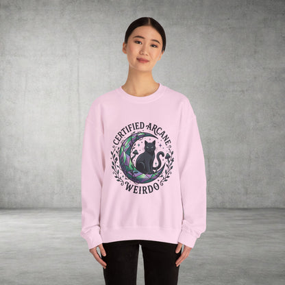 Certified Arcane Weirdo Crewneck Sweatshirt | witchy goblincore celestial