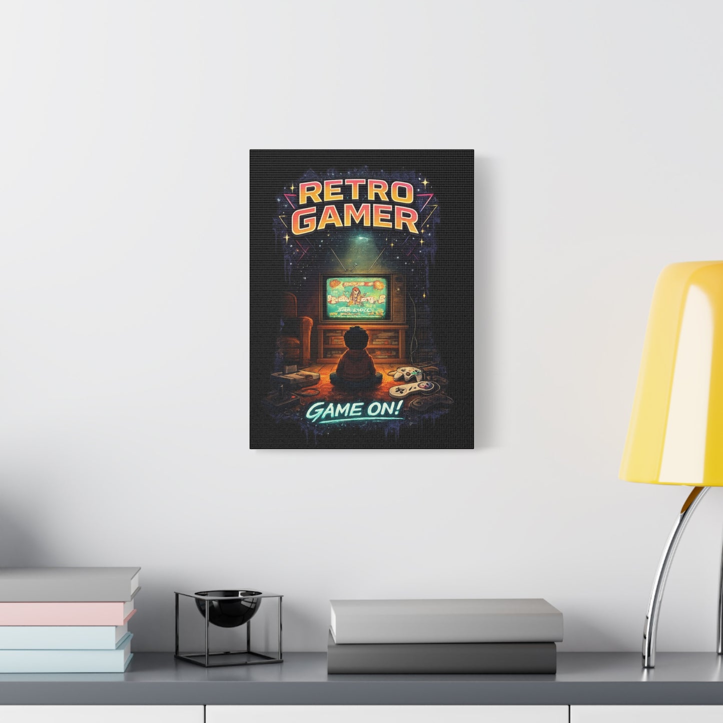 Retro Gamer Matte Canvas Wall Art — "Game On!" Vintage Video Game Poster