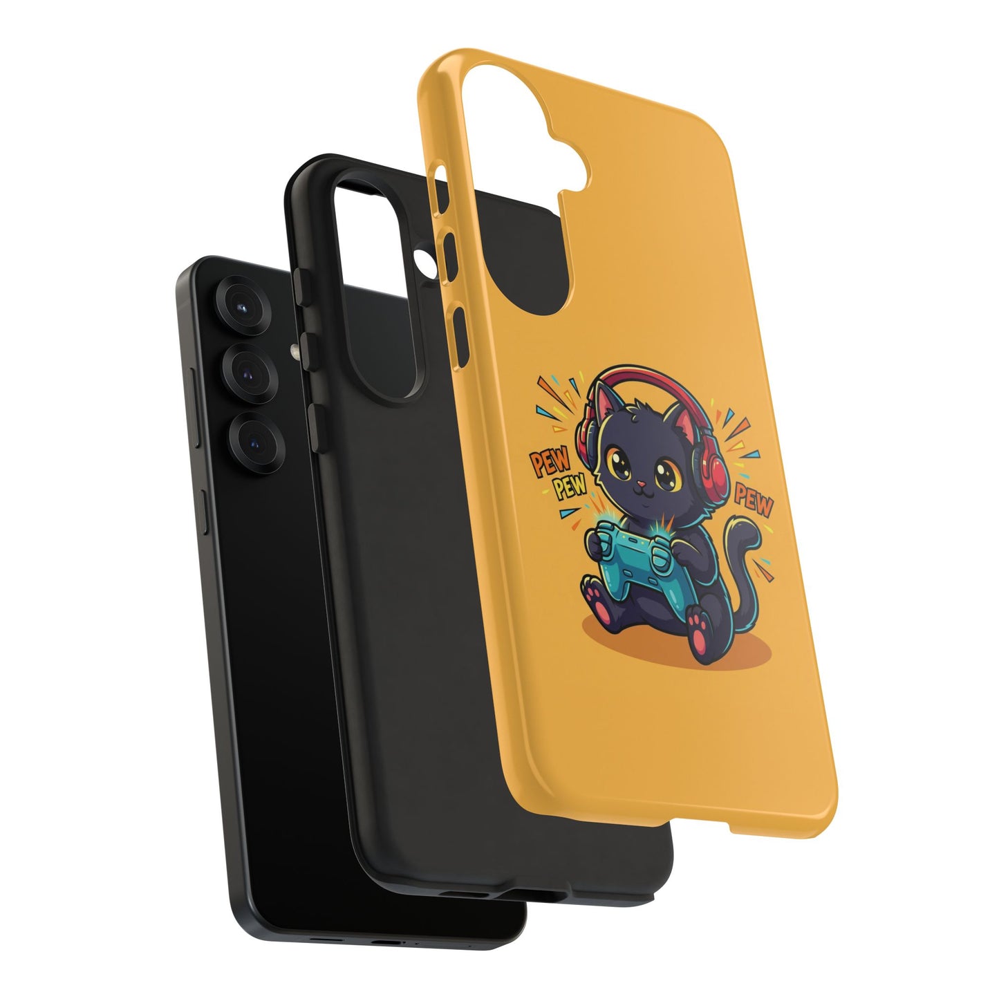Cute Gamer Cat Phone Case - 'Pew Pew' Controller Design
