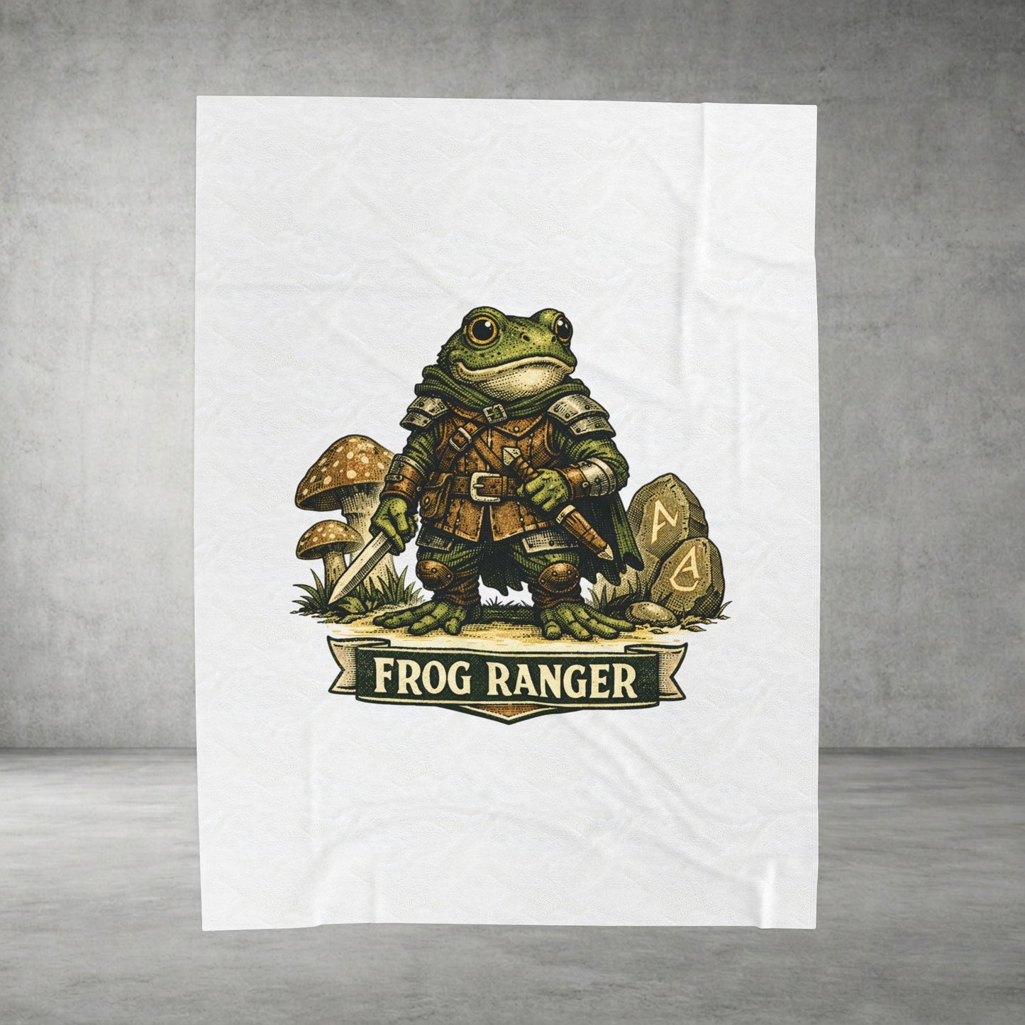 Frog Ranger Plush Blanket — Velveteen Cozy Fantasy Throw