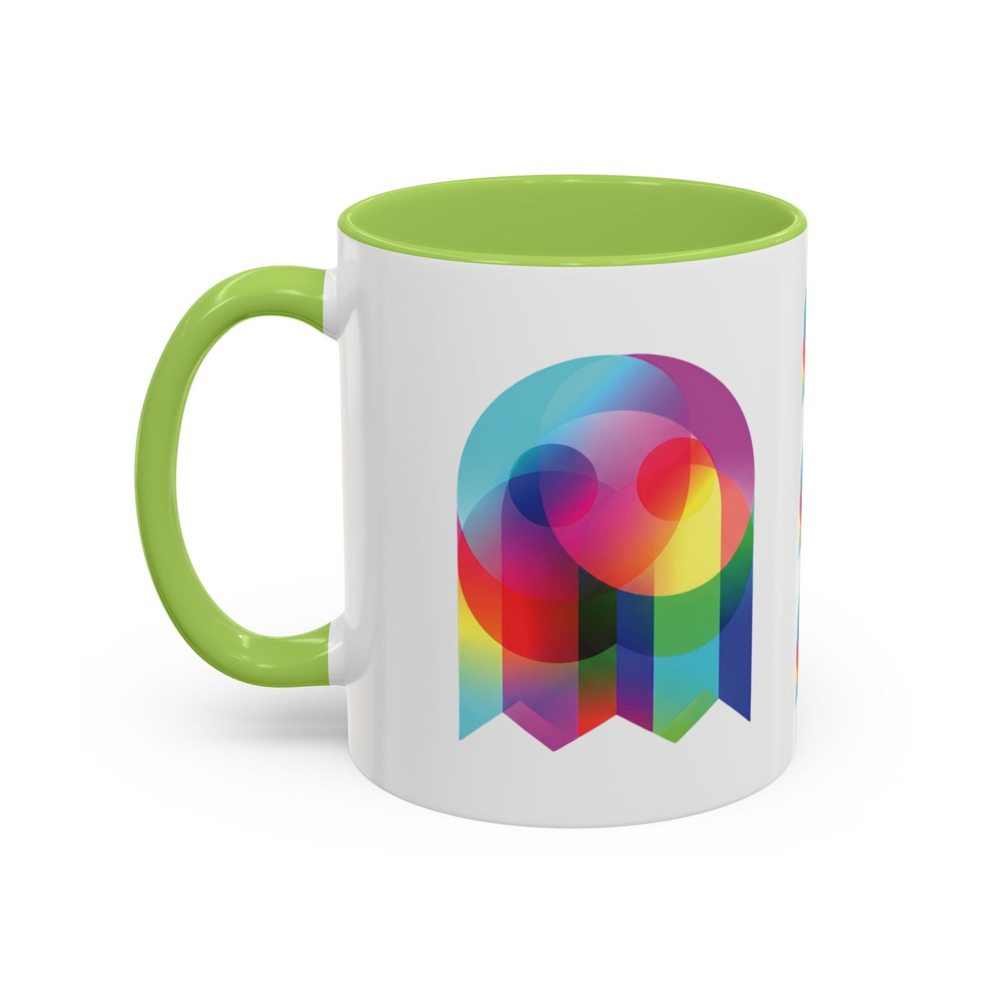 Rainbow Geometric Ghost Coffee Mug – Colorful Retro Pop Art Accent Mug (11/15oz)