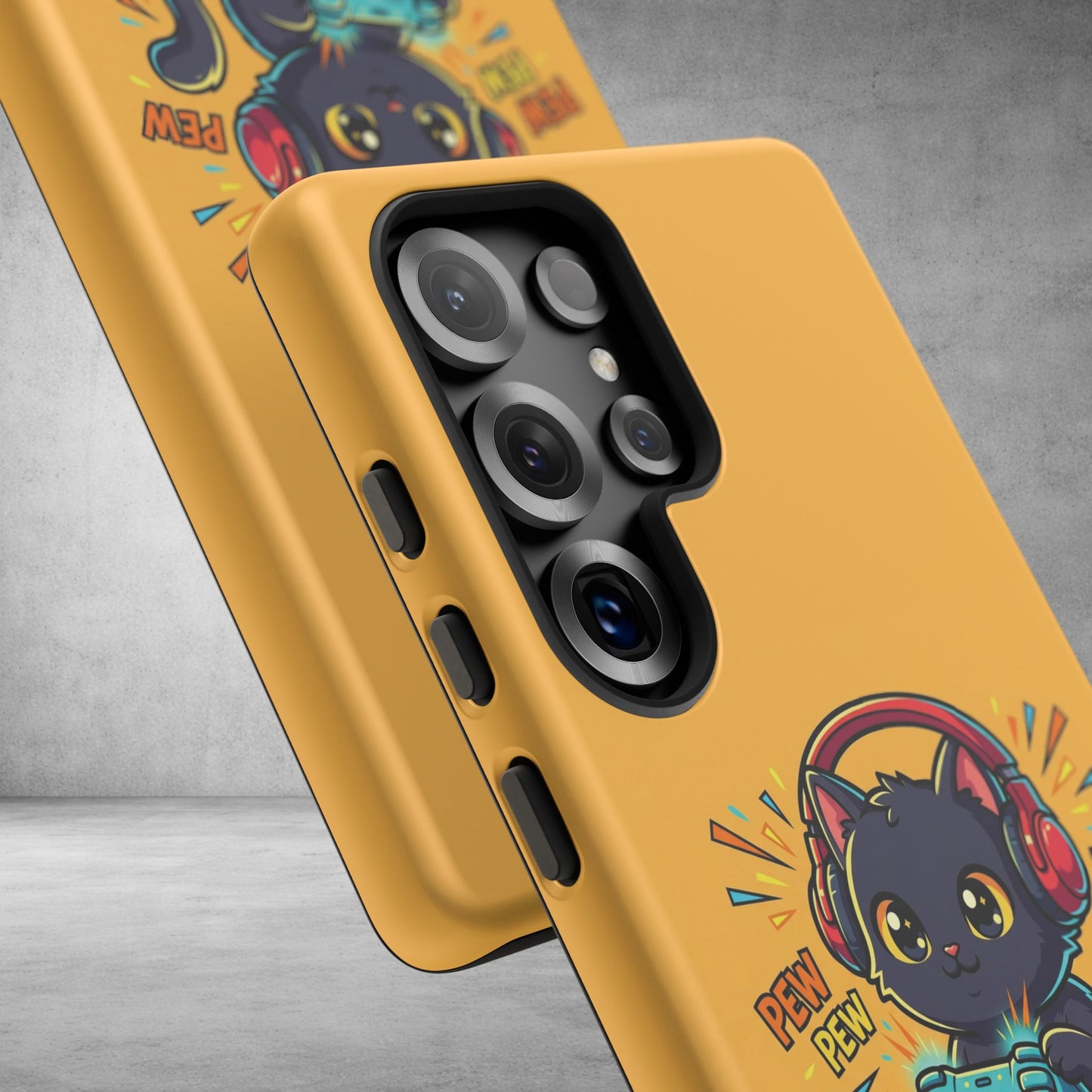 Cute Gamer Cat Phone Case - 'Pew Pew' Controller Design