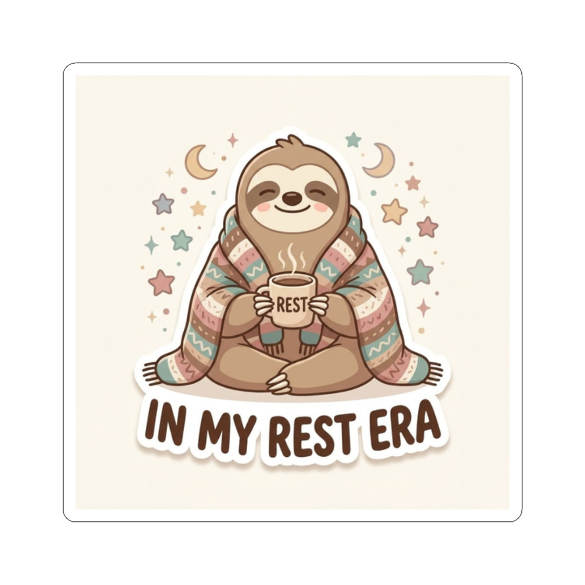 Sloth “In My Rest Era” Sticker — Cute Cozy Laptop/Planner Kiss-Cut Sticker
