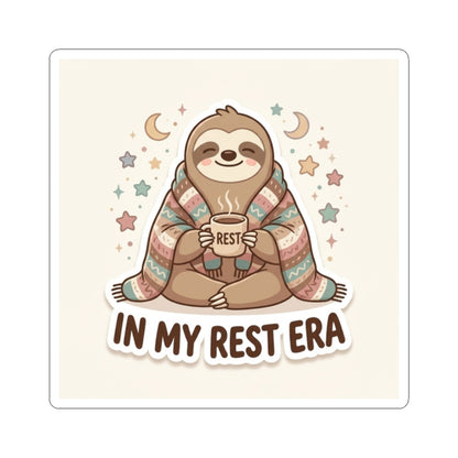 Sloth “In My Rest Era” Sticker — Cute Cozy Laptop/Planner Kiss-Cut Sticker