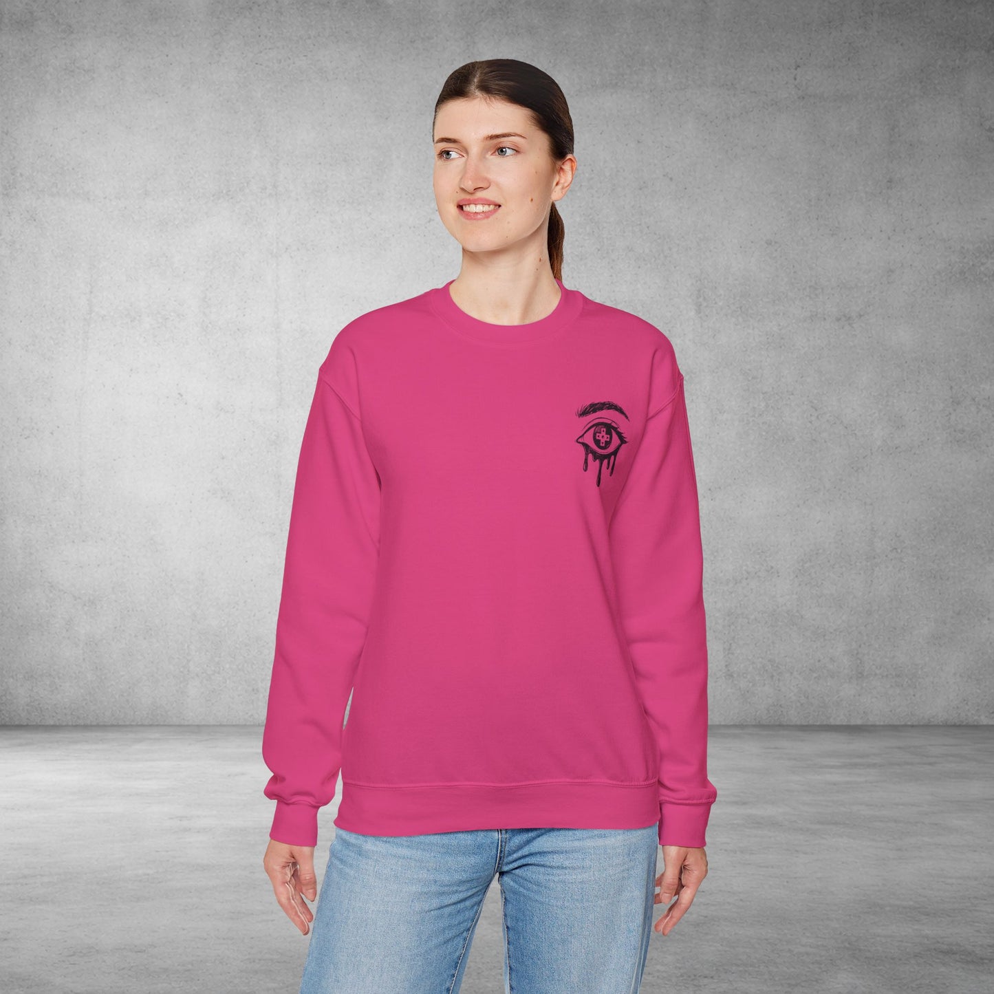 Crewneck Sweatshirt — 'Wake Yo Game Up, Let’s Game' Dripping Eye Gamer Design