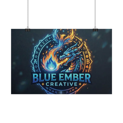 A Blue Ember Creative - Rolled Poster — Blue Ember Creative Dragon Logo Art