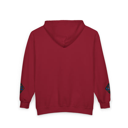 A Blue Ember Creative Diamond Zip Hoodie – Small Card Graphic