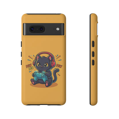 Cute Gamer Cat Phone Case - 'Pew Pew' Controller Design