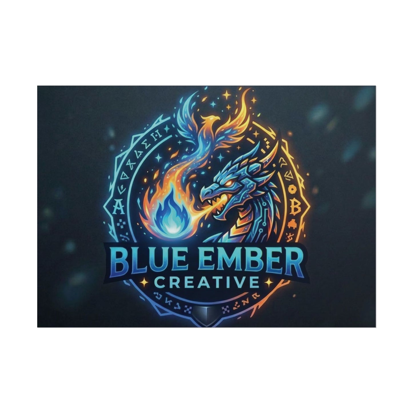 A Blue Ember Creative - Rolled Poster — Blue Ember Creative Dragon Logo Art