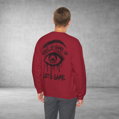 Crewneck Sweatshirt — 'Wake Yo Game Up, Let’s Game' Dripping Eye Gamer Design