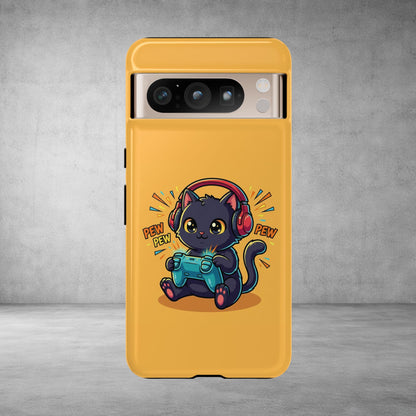 Cute Gamer Cat Phone Case - 'Pew Pew' Controller Design