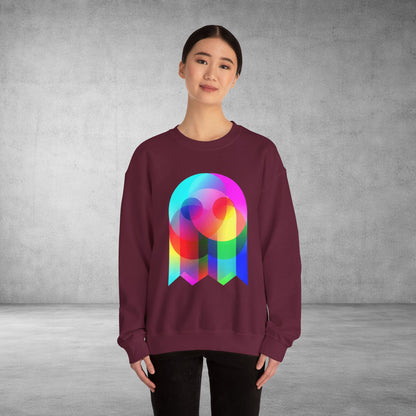 Crewneck Sweatshirt — Colourful Overlap Ghost Art Graphic