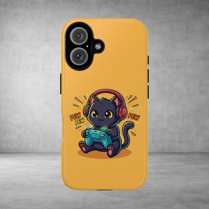 Cute Gamer Cat Phone Case - 'Pew Pew' Controller Design