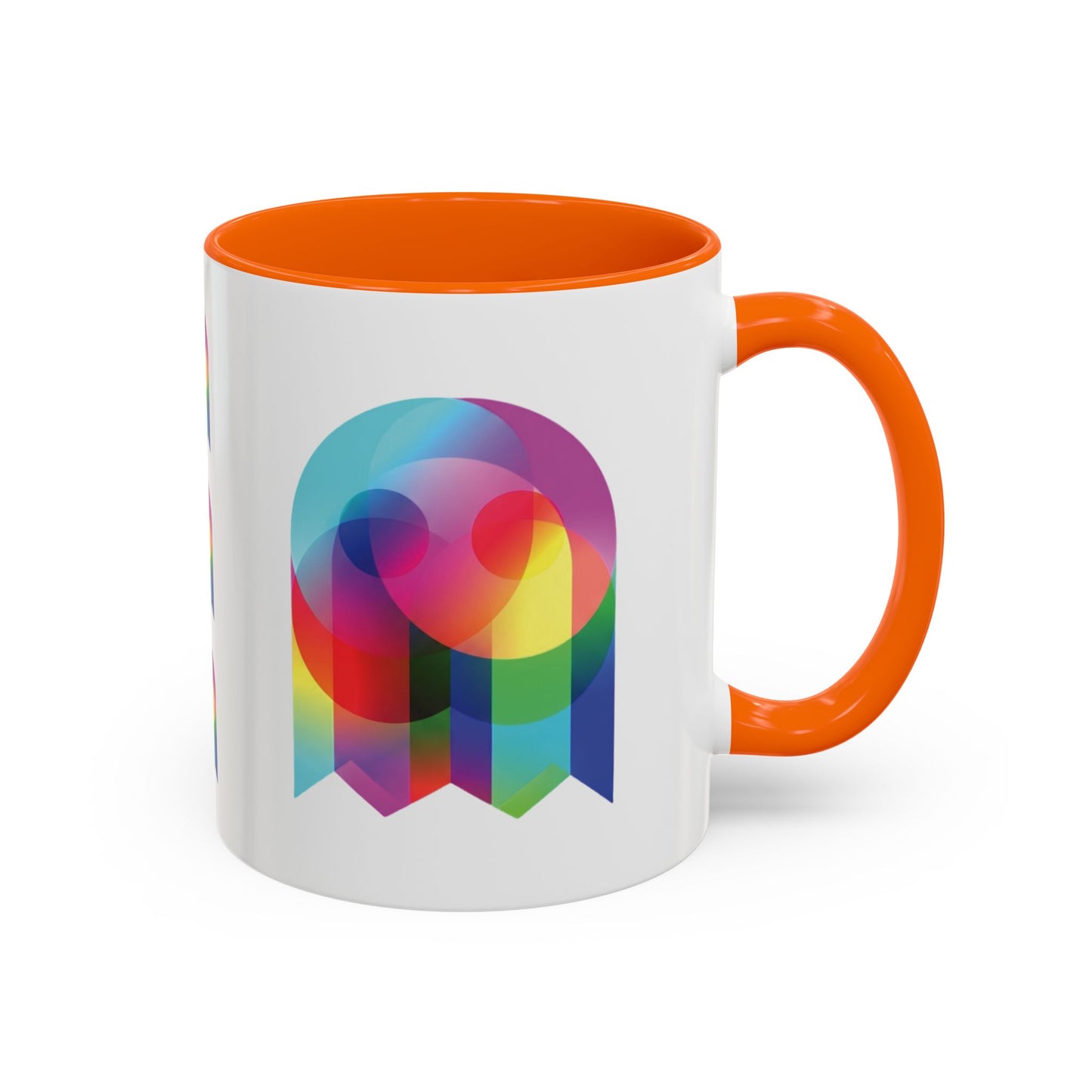 Rainbow Geometric Ghost Coffee Mug – Colorful Retro Pop Art Accent Mug (11/15oz)