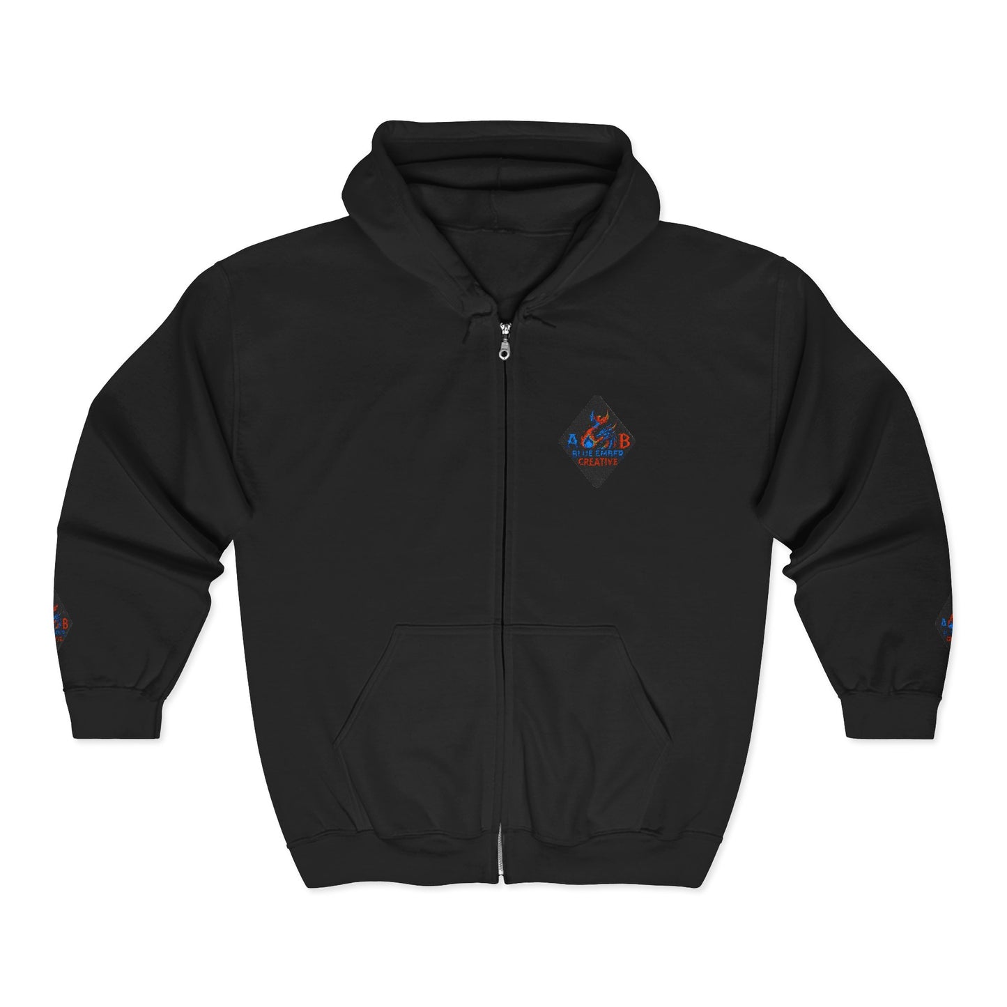 A Blue Ember Creative Diamond Zip Hoodie – Small Card Graphic