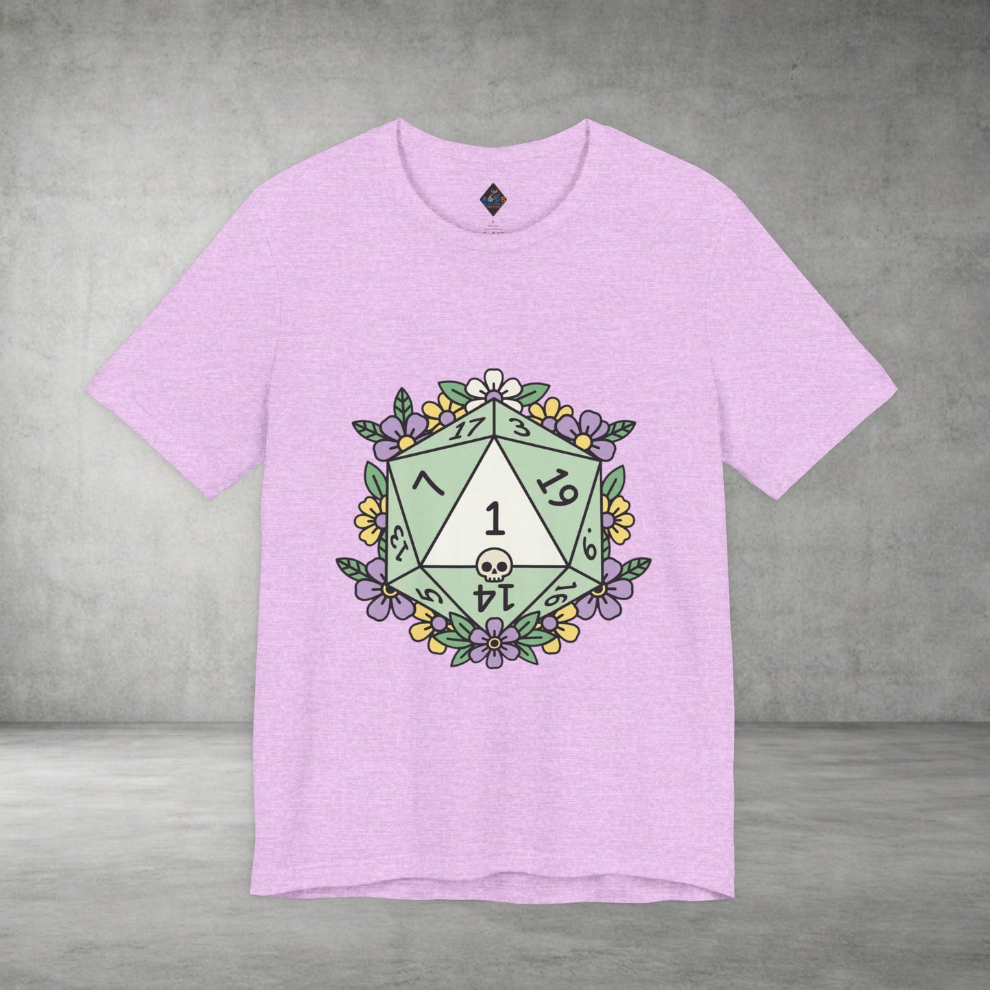 D20 Floral Dice Tee — Pastel RPG Gamer T-Shirt