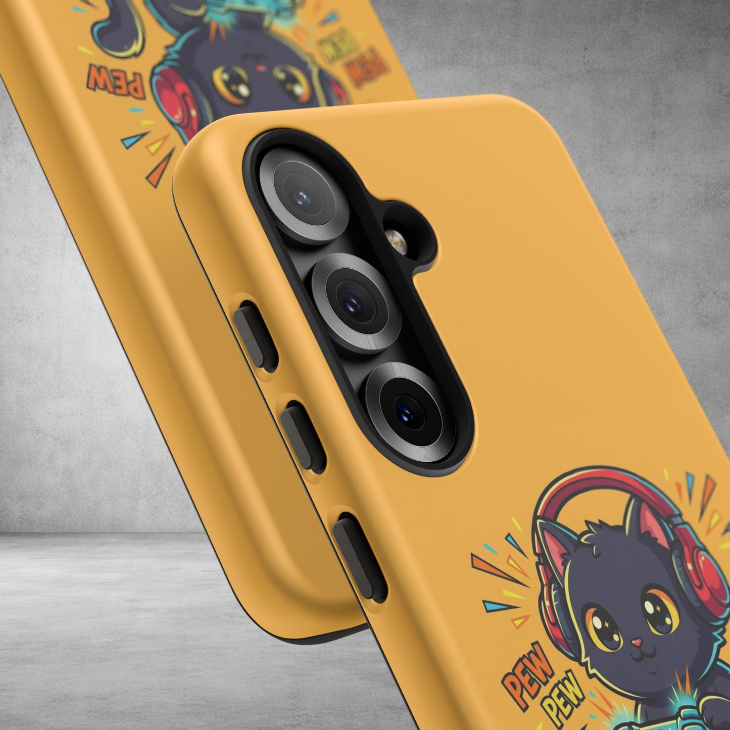 Cute Gamer Cat Phone Case - 'Pew Pew' Controller Design