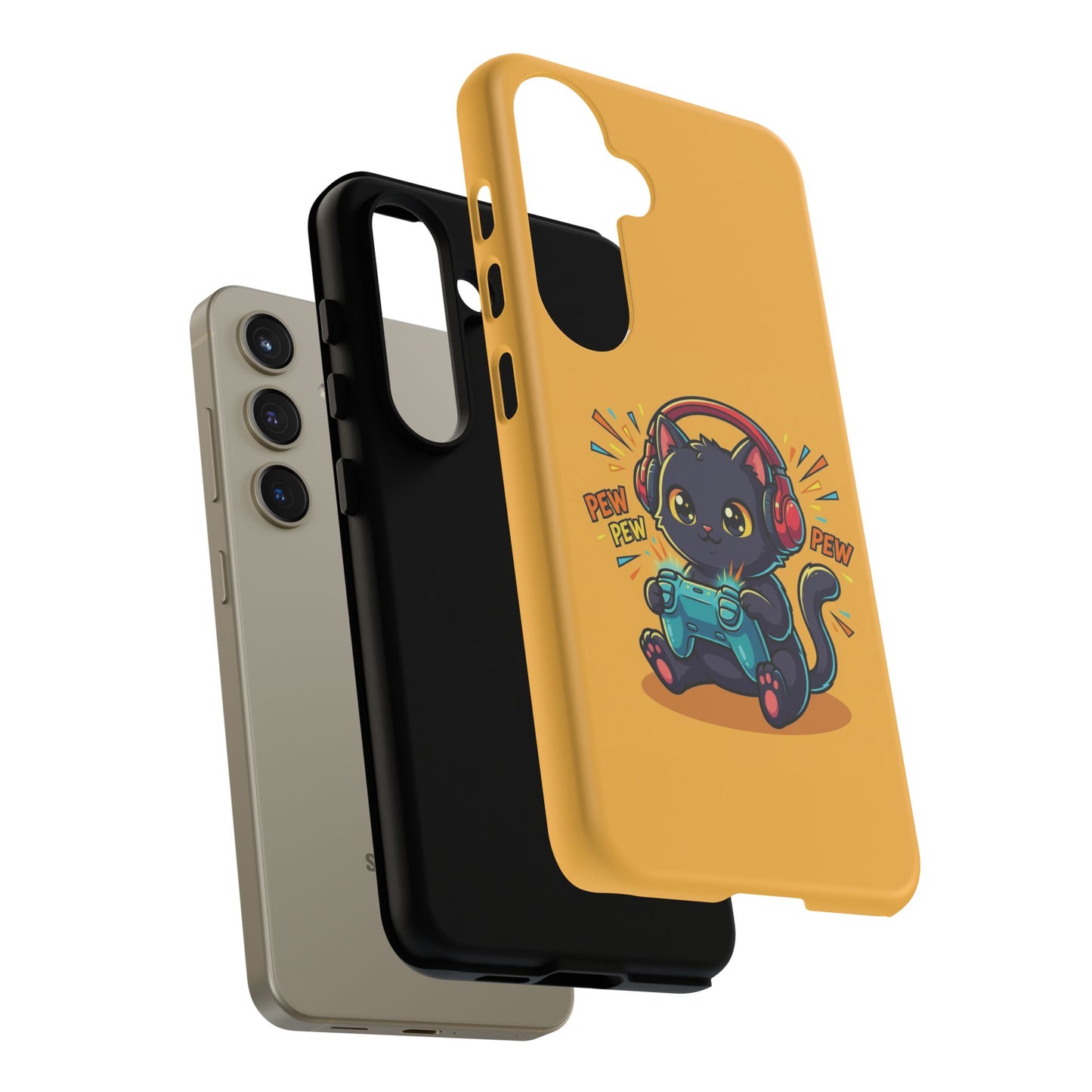 Cute Gamer Cat Phone Case - 'Pew Pew' Controller Design