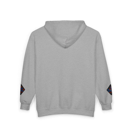 A Blue Ember Creative Diamond Zip Hoodie – Small Card Graphic