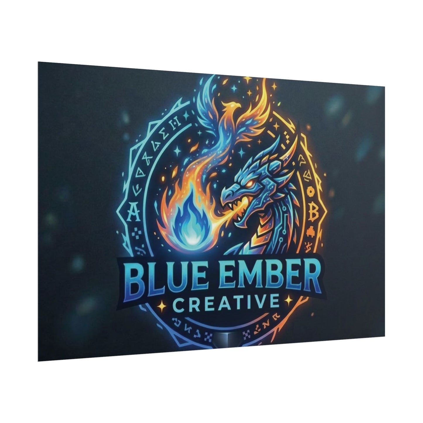 A Blue Ember Creative - Rolled Poster — Blue Ember Creative Dragon Logo Art