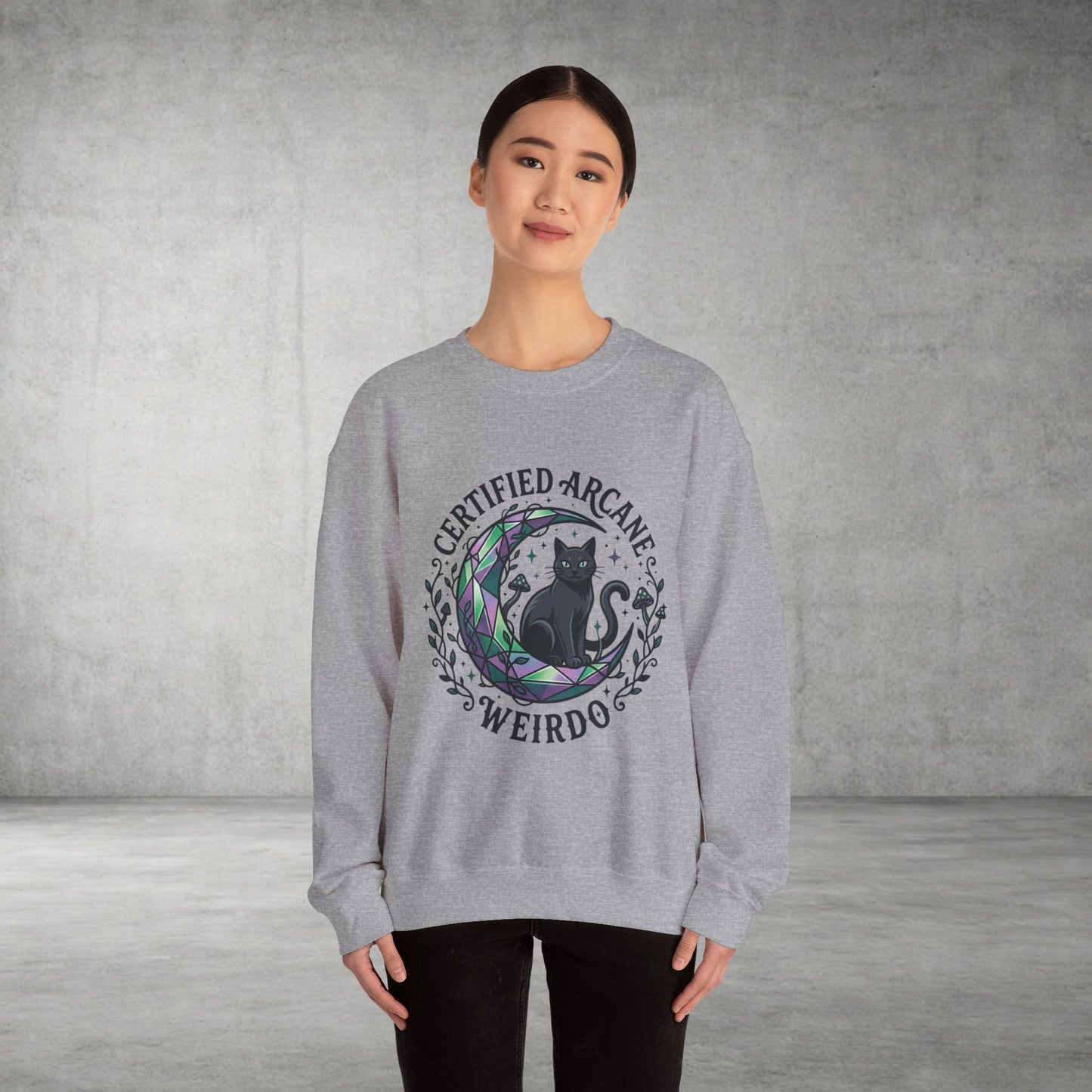 Certified Arcane Weirdo Crewneck Sweatshirt | witchy goblincore celestial