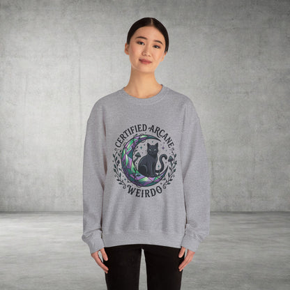 Certified Arcane Weirdo Crewneck Sweatshirt | witchy goblincore celestial
