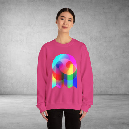 Crewneck Sweatshirt — Colourful Overlap Ghost Art Graphic