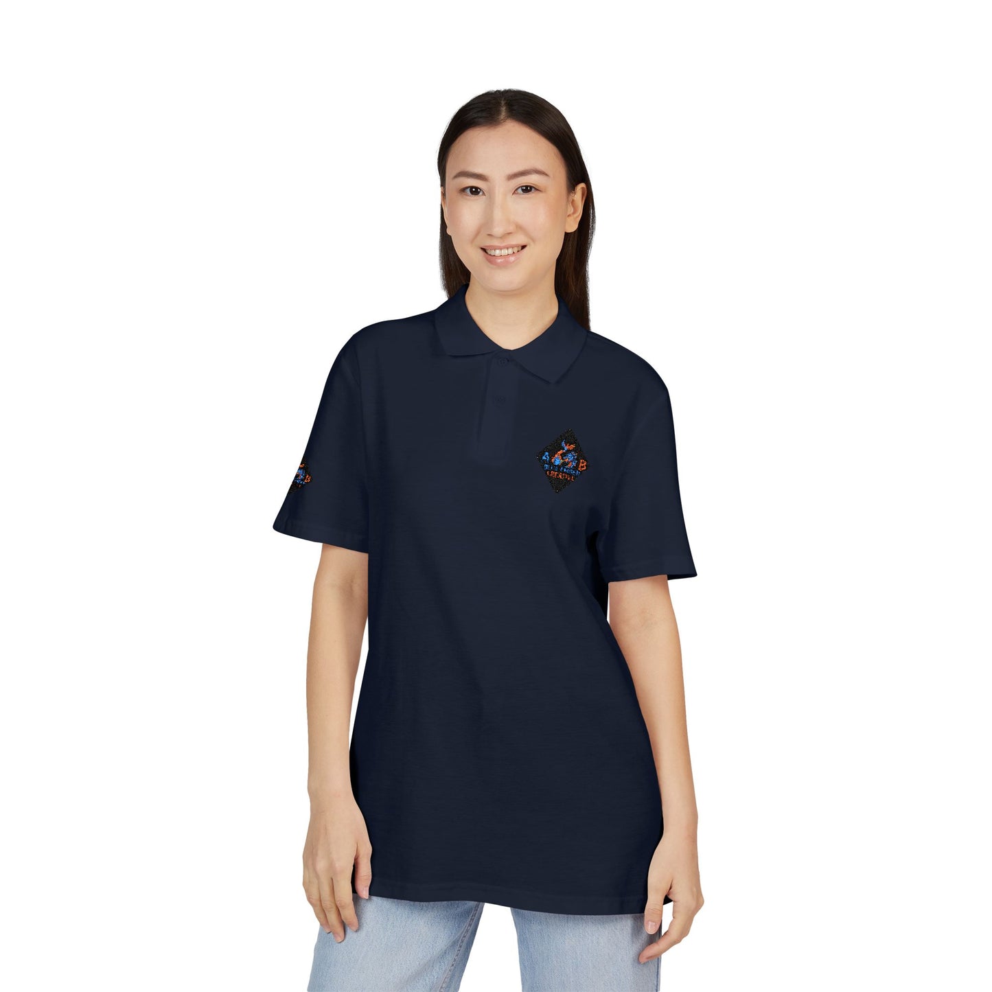 A Blue Ember Creative - Embroidered Diamond Floral Polo Shirt