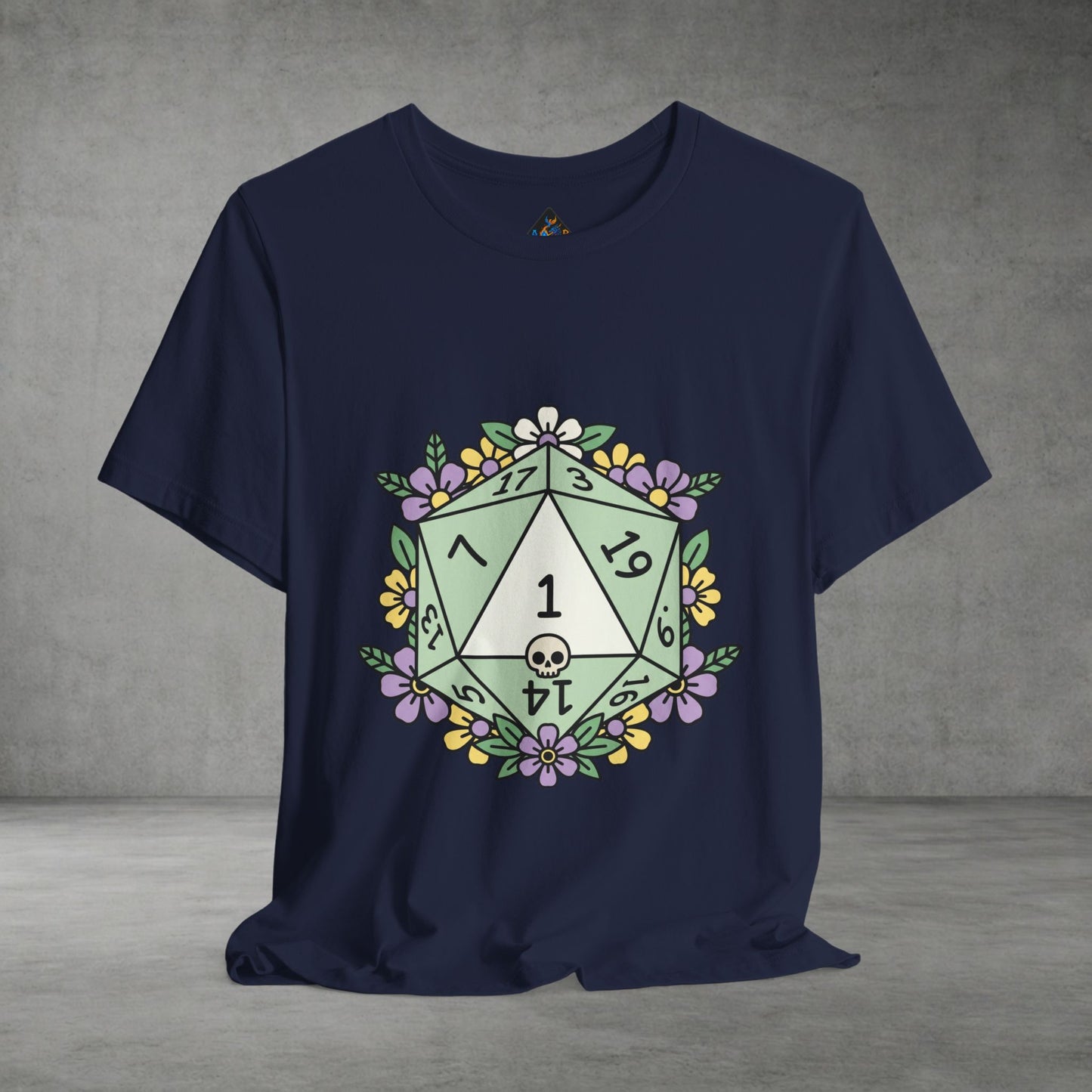 D20 Floral Dice Tee — Pastel RPG Gamer T-Shirt