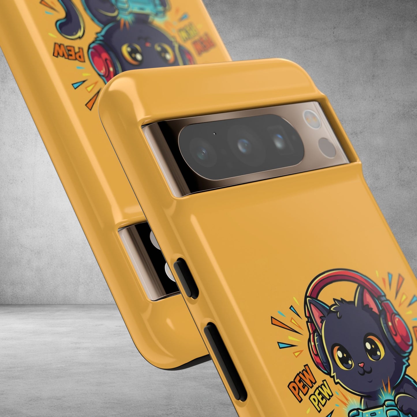 Cute Gamer Cat Phone Case - 'Pew Pew' Controller Design