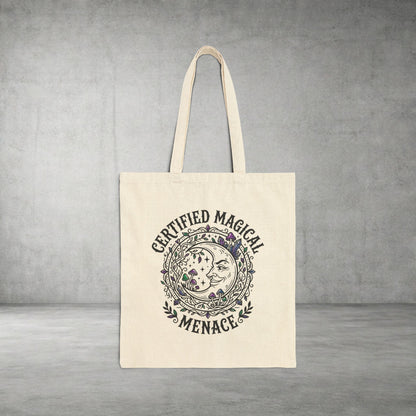 Certified Magical Menace Tote | witchy goblincore, celestial crystals