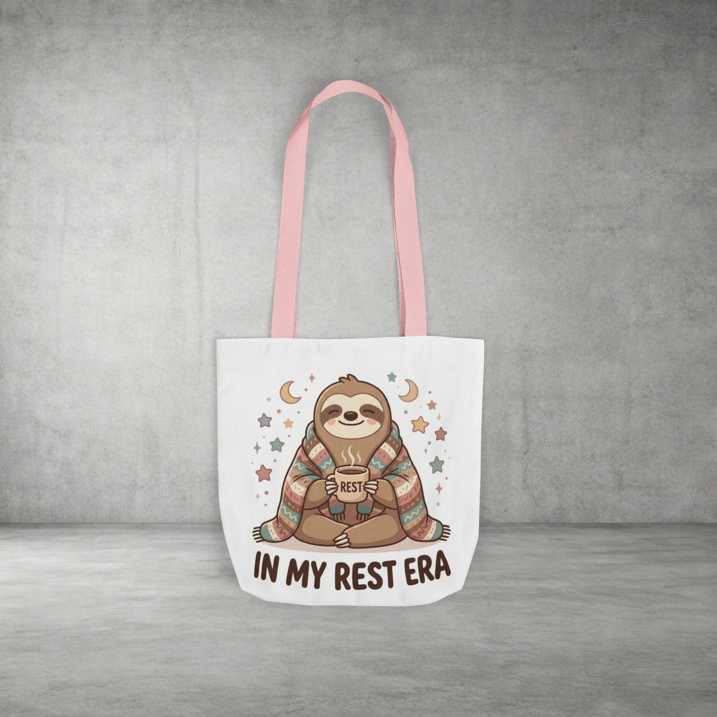 Tote Bag — 'In My Rest Era' Cute Sloth Canvas Tote for Cozy Self-Care Gifts