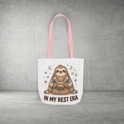 Tote Bag — 'In My Rest Era' Cute Sloth Canvas Tote for Cozy Self-Care Gifts