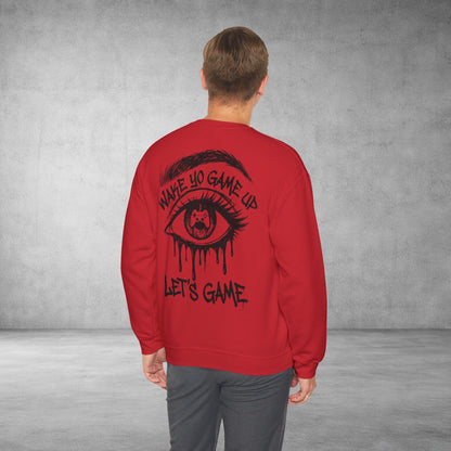 Crewneck Sweatshirt — 'Wake Yo Game Up, Let’s Game' Dripping Eye Gamer Design
