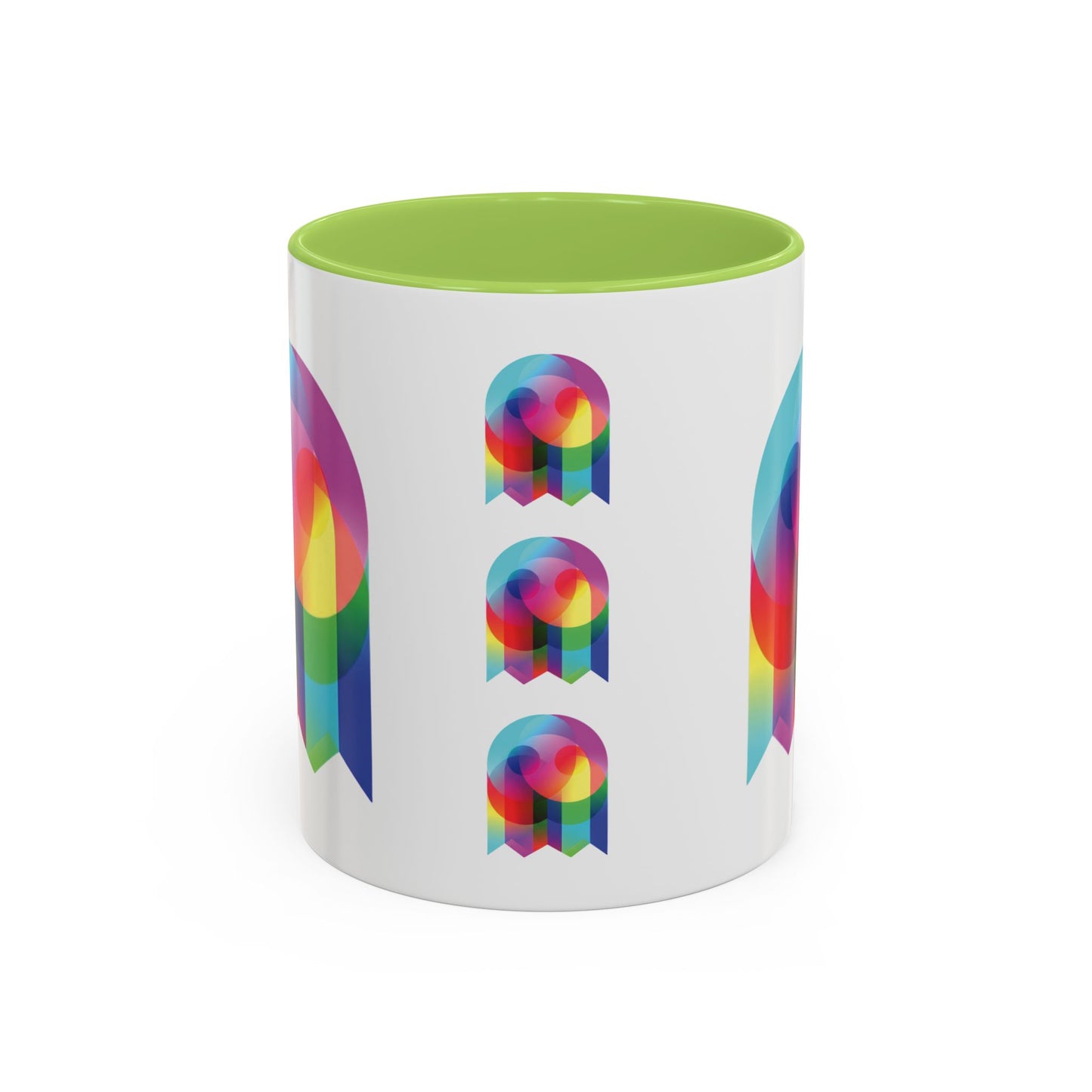 Rainbow Geometric Ghost Coffee Mug – Colorful Retro Pop Art Accent Mug (11/15oz)