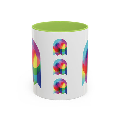 Rainbow Geometric Ghost Coffee Mug – Colorful Retro Pop Art Accent Mug (11/15oz)