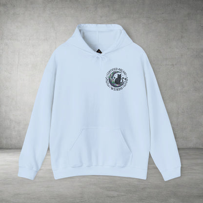 Certified Arcane Weirdo Hoodie | witchy goblincore, celestial crystals
