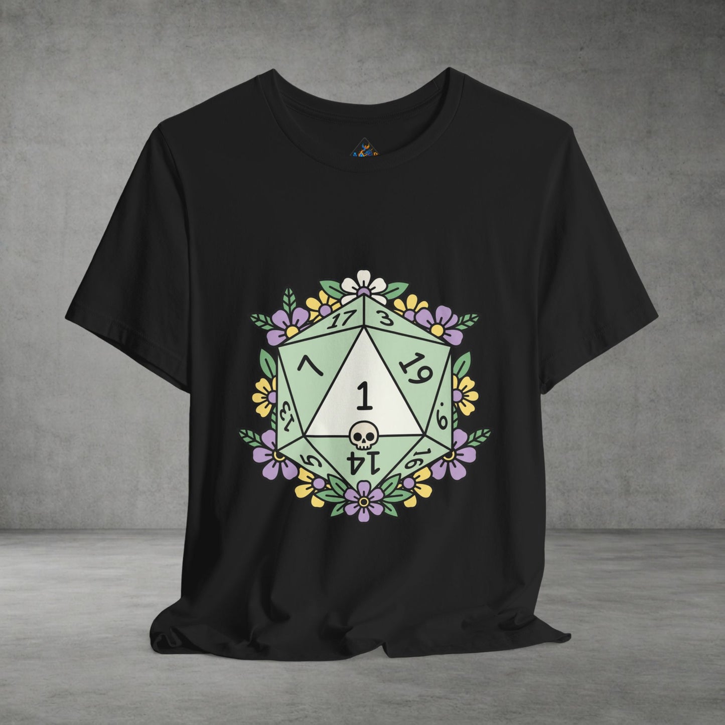 D20 Floral Dice Tee — Pastel RPG Gamer T-Shirt