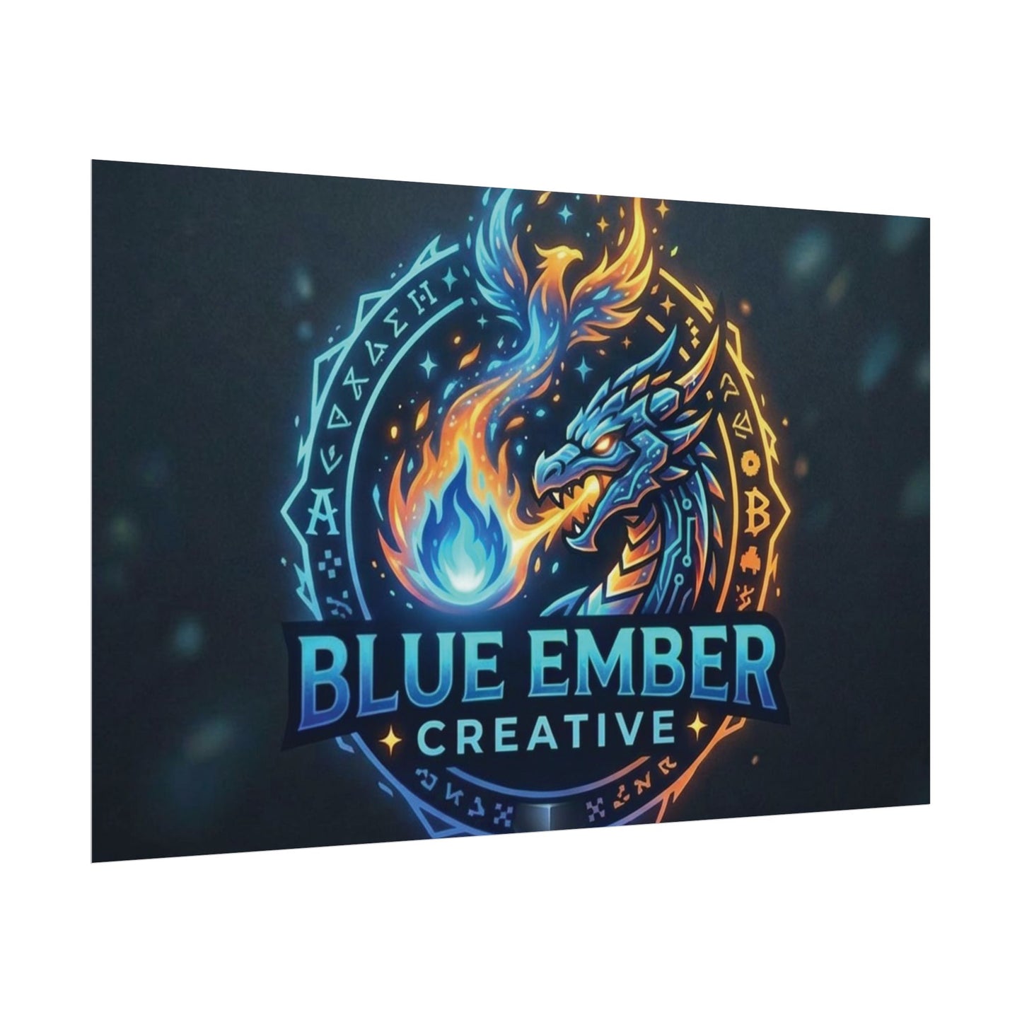 A Blue Ember Creative - Rolled Poster — Blue Ember Creative Dragon Logo Art