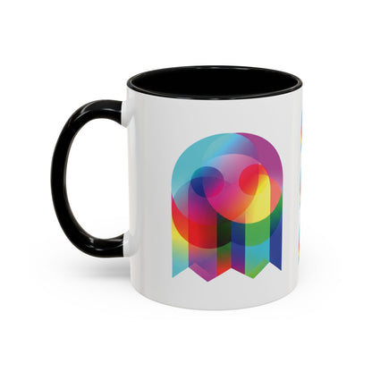 Rainbow Geometric Ghost Coffee Mug – Colorful Retro Pop Art Accent Mug (11/15oz)