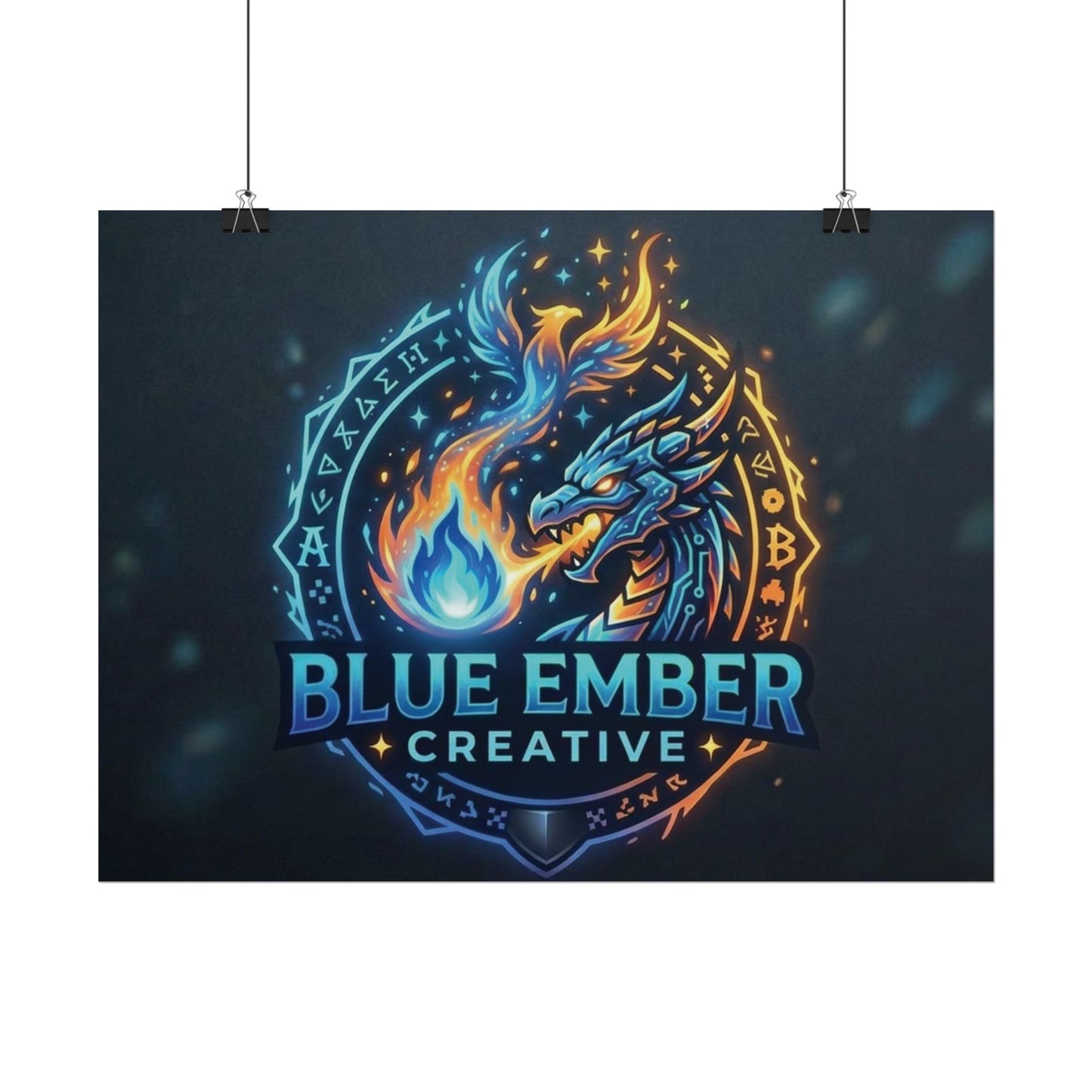 A Blue Ember Creative - Rolled Poster — Blue Ember Creative Dragon Logo Art