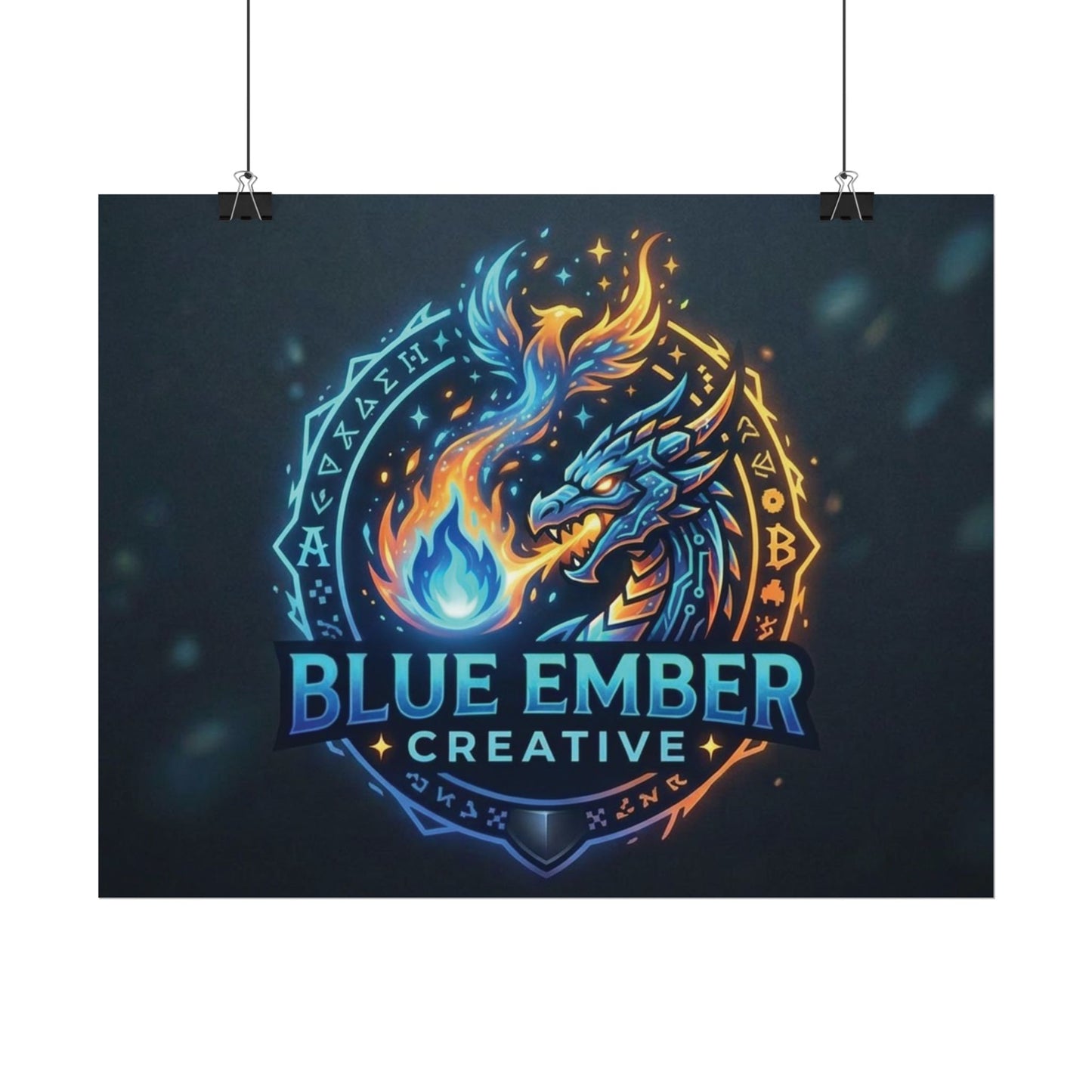 A Blue Ember Creative - Rolled Poster — Blue Ember Creative Dragon Logo Art