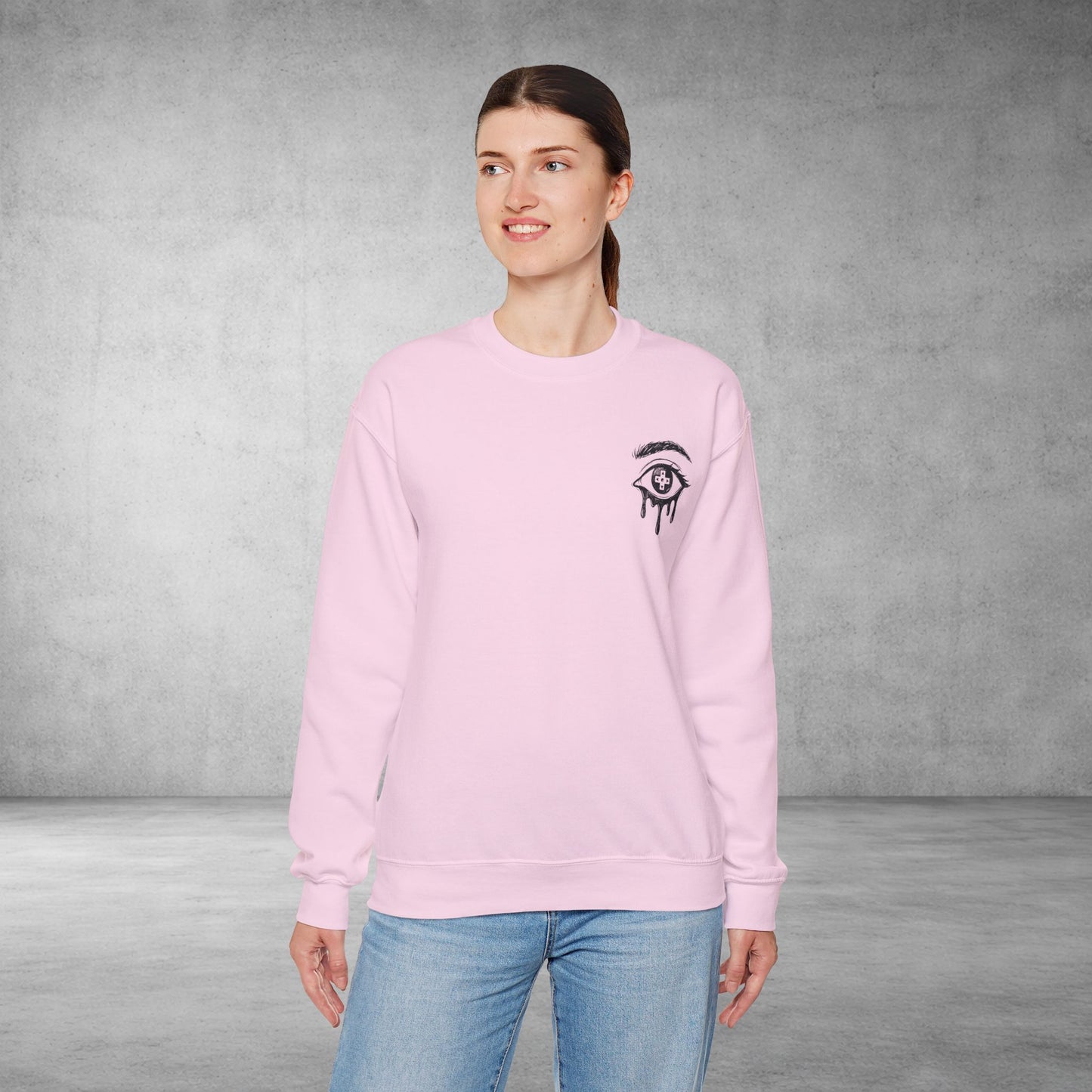 Crewneck Sweatshirt — 'Wake Yo Game Up, Let’s Game' Dripping Eye Gamer Design