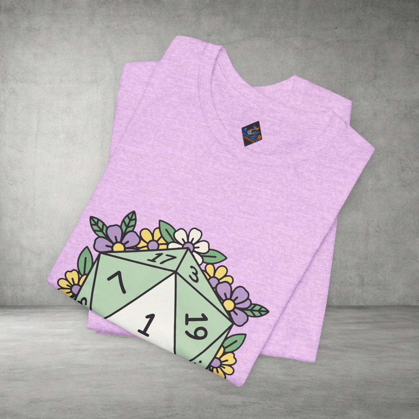 D20 Floral Dice Tee — Pastel RPG Gamer T-Shirt