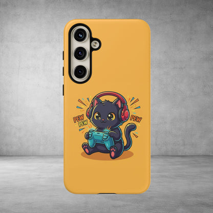 Cute Gamer Cat Phone Case - 'Pew Pew' Controller Design